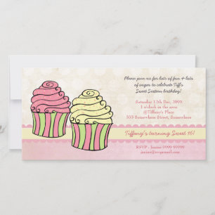 Chic Cupcakes Sweet 16 Invitation de fête d'annive