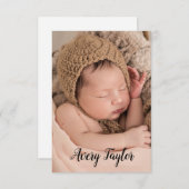 Chic Custom Baby Foto Name Script Birth Aankondiging (Voorkant / Achterkant)