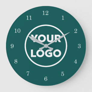 Chic Custom Business Logo op Blauwgroen achtergron Grote Klok
