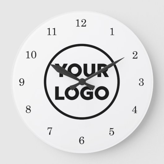 Chic Custom Business Logo op witte achtergrond Grote Klok (Voorkant)