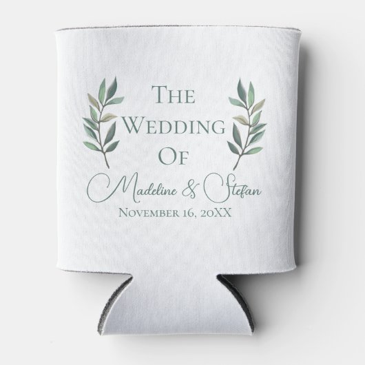 Chic Custom Eucalyptus Leaves Botanical Wedding Blikjeskoeler (Voorkant)