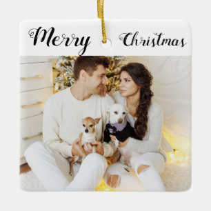 Chic Custom Family Couple Photo Holiday Kerstmis Keramisch Ornament
