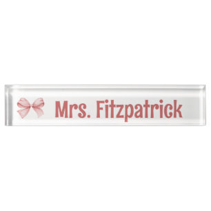 Chic Custom met roze coquette Bow Detail Naambordje