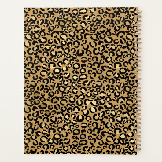 Chic Custom Monogram Gold Leopard Print Name Planner (Achterkant)