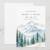 Chic Custom Mountain Save The Date (Voorkant / Achterkant)