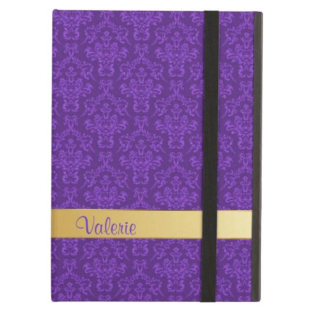 Chic Custom Paars Damask iPad Air Case (Voorkant Gesloten)