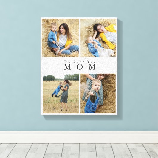 Chic Custom Personalized Photo Collage Moeder Canvas Afdruk (Insitu (Houten vloer))