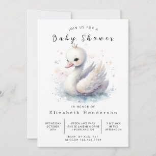 Chic Custom Swan Baby shower Kaart
