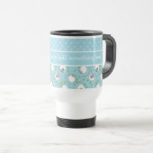 Chic Custom Travel Mug : Bleu, Fun Sheep Motifs (Devant droit)
