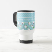 Chic Custom Travel Mug : Bleu, Fun Sheep Motifs (Devant gauche)