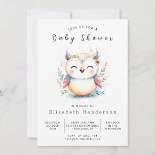 Chic Custom Uil Baby shower Kaart