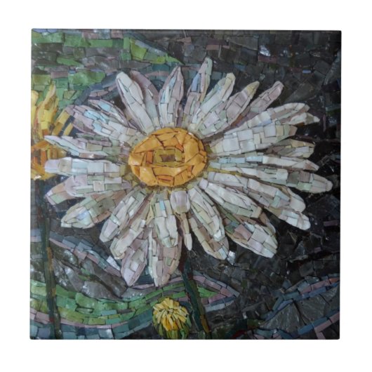 Chic Cute Daisy Floral Tile Mosaic Ceramic Tile Tegeltje (Voorkant)