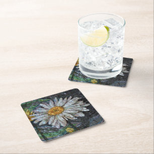 Chic Cute Daisy Floral Tile Mosaic Vierkante Kartonnen Onderzetter