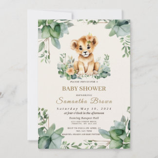 Chic Cute Leeuwinnenwelp & Groene Meisjes Baby Sho Kaart