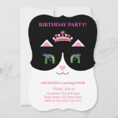 Chic Cute Noir Rose Blanc Tuxedo Chat Invitation (Devant)