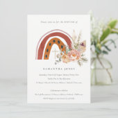 Chic Cute Rust Boho Floral Arc-en-ciel Invitation (Debout devant)
