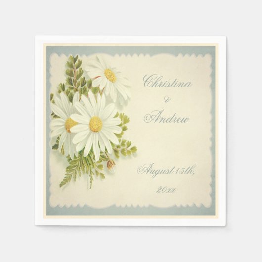 Chic  Daisies Wedding Serviettes Servetten (Voorkant)