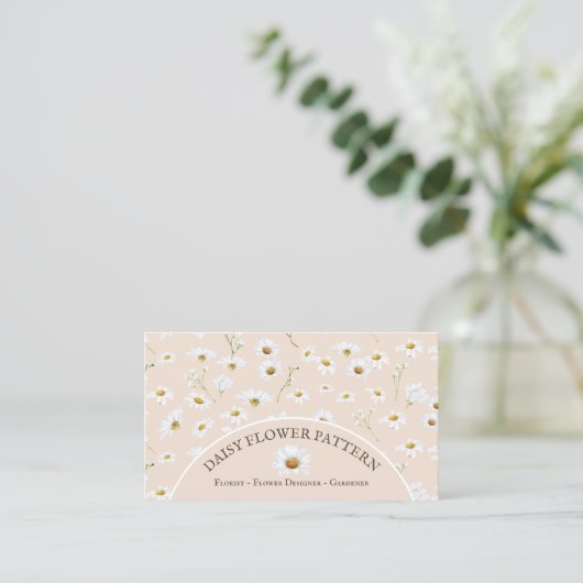 Chic Daisy Flower Pattern Botanical Baby Sitter Visitekaartje (Staand voorkant)