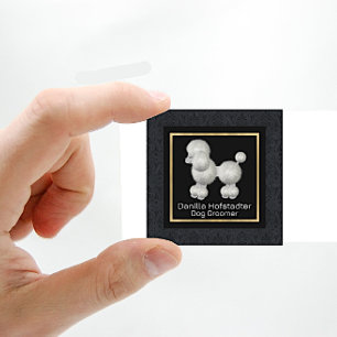Chic Damask Dog Groomer Vierkante Visitekaartje