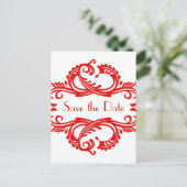 Chic Damask Enregistrer la date carte postale, rou (Debout devant)