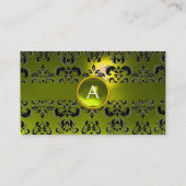 CHIC DAMASK GEM MONOGRAM geel Visitekaartje (Achterkant)