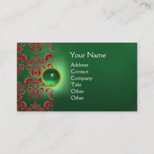 CHIC DAMASK GEM MONOGRAM green red Visitekaartje