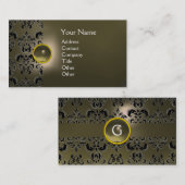 CHIC DAMASK GEM MONOGRAM grijs Visitekaartje (Voorkant / Achterkant)