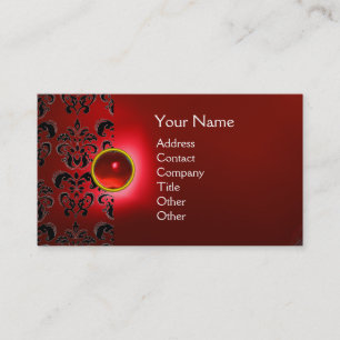 CHIC DAMASK GEM MONOGRAM red Visitekaartje