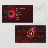 CHIC DAMASK GEM MONOGRAM rood bordeaux Visitekaartje (Voorkant / Achterkant)