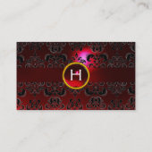 CHIC DAMASK GEM MONOGRAM rood bordeaux Visitekaartje (Achterkant)