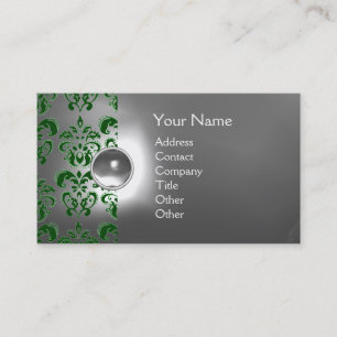 CHIC DAMASK GEM MONOGRAM white green Visitekaartje