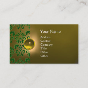 CHIC DAMASK GEM MONOGRAM yellow green Visitekaartje