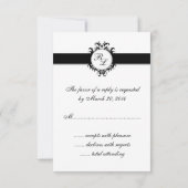 Chic Damask Monogram RSVP Card Mariage (Dos)
