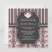 Chic Damask Pink Sip and See Baby Tea Invitation (Dos)