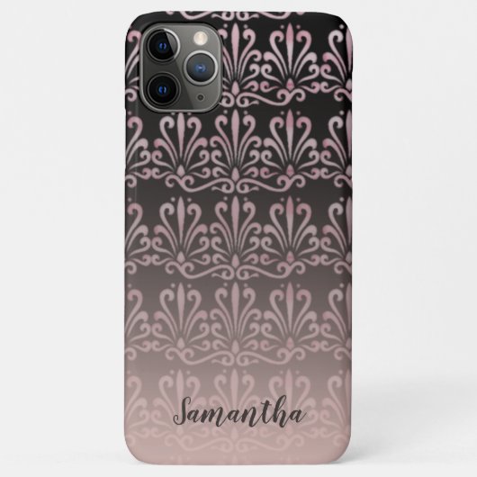 Chic Damask Roos Goud en Zwart Case-Mate iPhone Case (Achterkant)