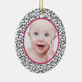 Chic Damask Roze Baby's eerste kerst Keramisch Ornament (Rechts)
