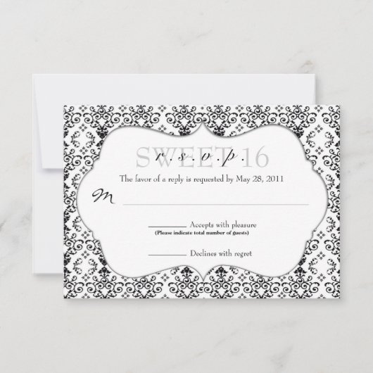 Chic Damask RSVP [noir et blanc] (Devant)