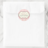 Chic Damask & Stripe Baby shower Favoriser Sticker (Sac)