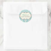 Chic Damask & Stripe Baby shower Favoriser Sticker (Sac)
