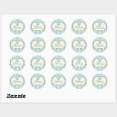 Chic Damask & Stripe Baby shower Favoriser Sticker (Feuille)