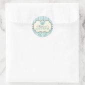 Chic Damask & Stripe Baby shower Favoriser Sticker (Sac)