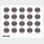 Chic Damask & Stripe Baby shower Favoriser Sticker (Feuille)