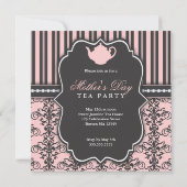 Chic Damask & Stripe Mother's Day Tea Invitation (Dos)