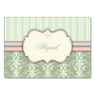 Chic Damask & Stripe Recept Kaart