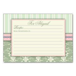 Chic Damask & Stripe Recept Kaart
