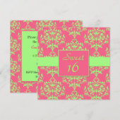 Chic Damask Sweet 16 Anniversaire Invitation (Devant / Derrière)