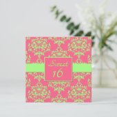 Chic Damask Sweet 16 Anniversaire Invitation (Debout devant)