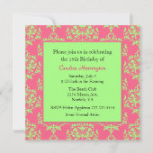 Chic Damask Sweet 16 Anniversaire Invitation (Dos)