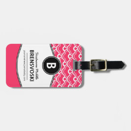Chic Dames Hot Pink Monogram op maat gemaakt. Bagagelabel