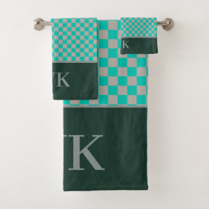 Chic damier vert et gris Monogramme de Spa